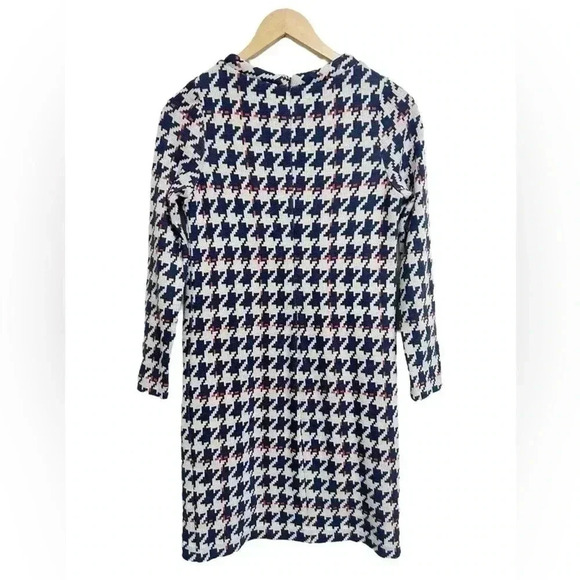 Boden Houndstooth Jacquard Blue Pink Retro Sixties Dress Size 4 - Picture 4 of 9